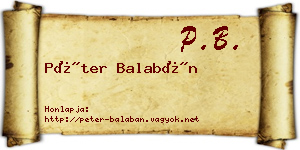 Péter Balabán névjegykártya